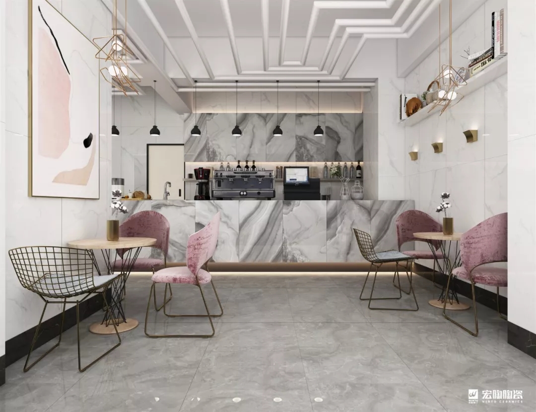 宏陶餐厅森系瓷砖效果图