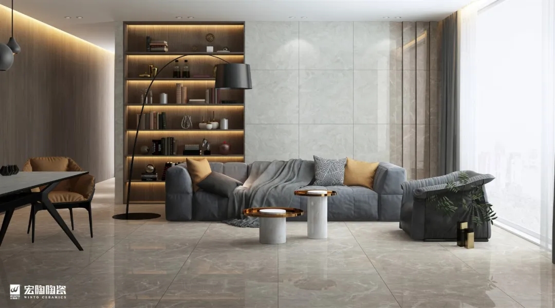宏陶通体土耳其银灰装修效果图一