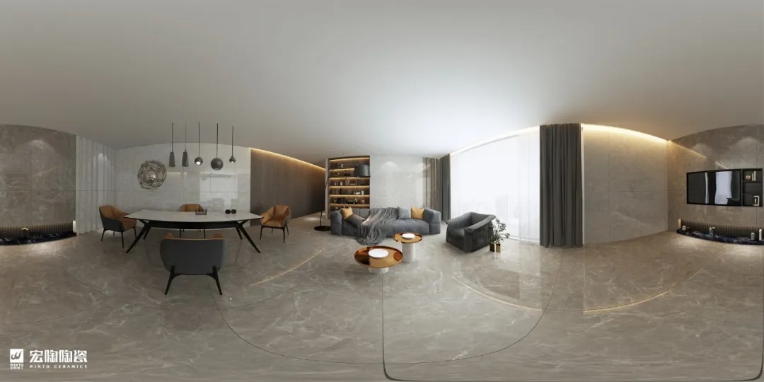 宏陶通体土耳其银灰装修效果图二