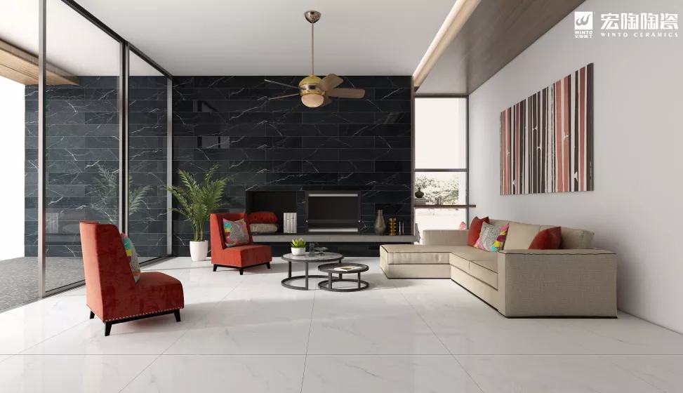 宏陶白瓷砖地砖装修效果图