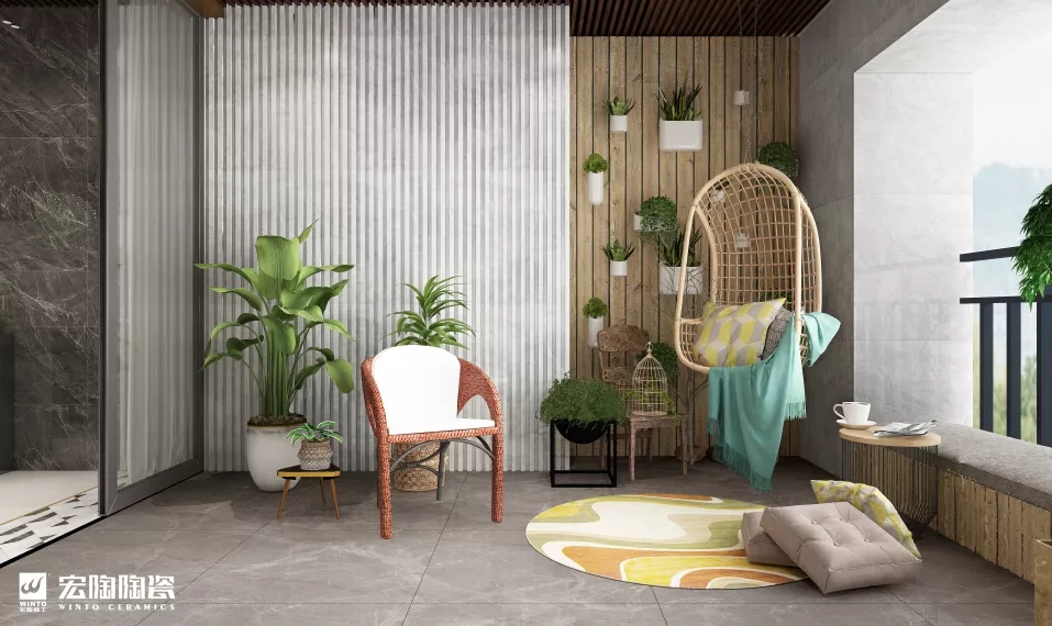 宏陶土耳其银灰瓷砖地砖