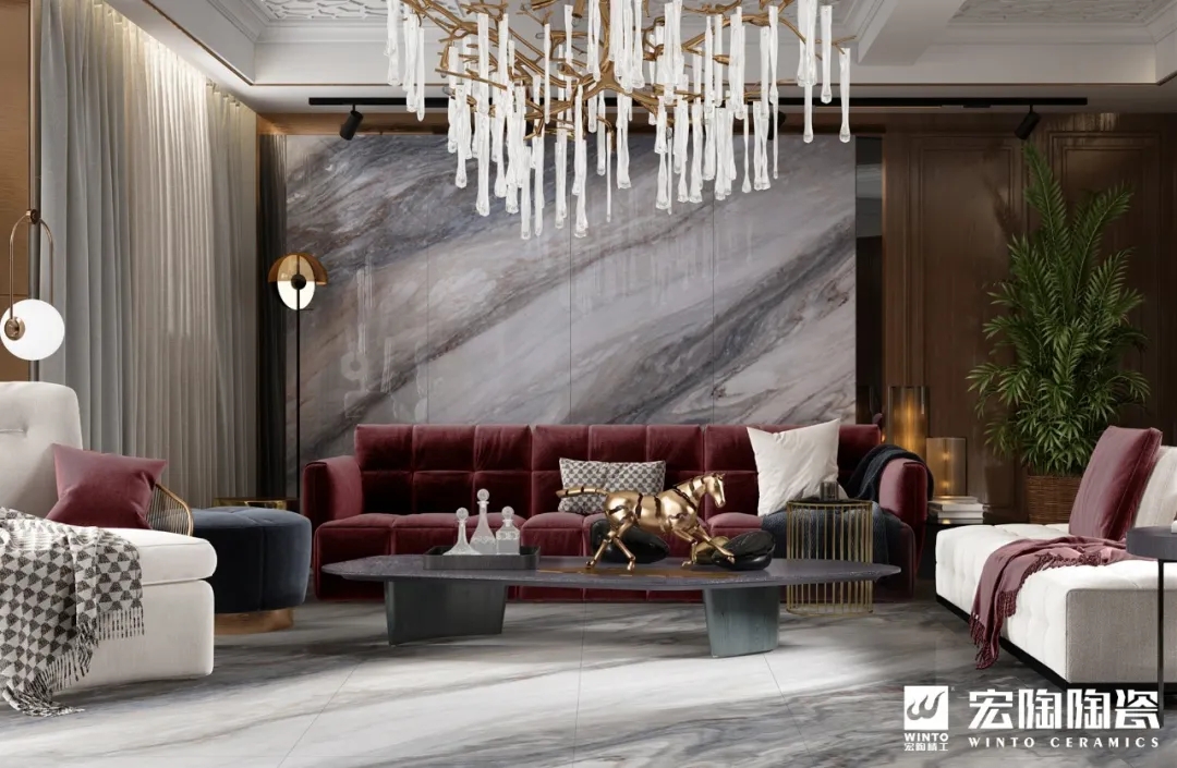 宏陶岩板客厅装修效果图