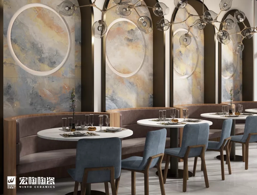 宏陶瓷砖地砖圆桌效果图