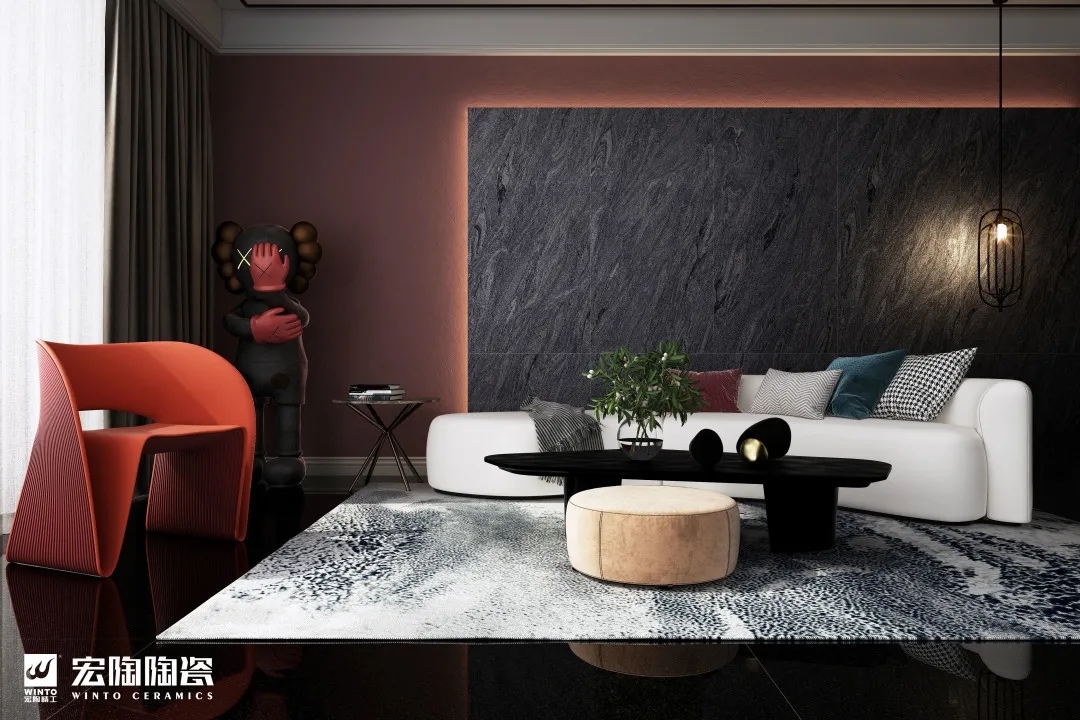 宏陶岩板会客厅装修效果图