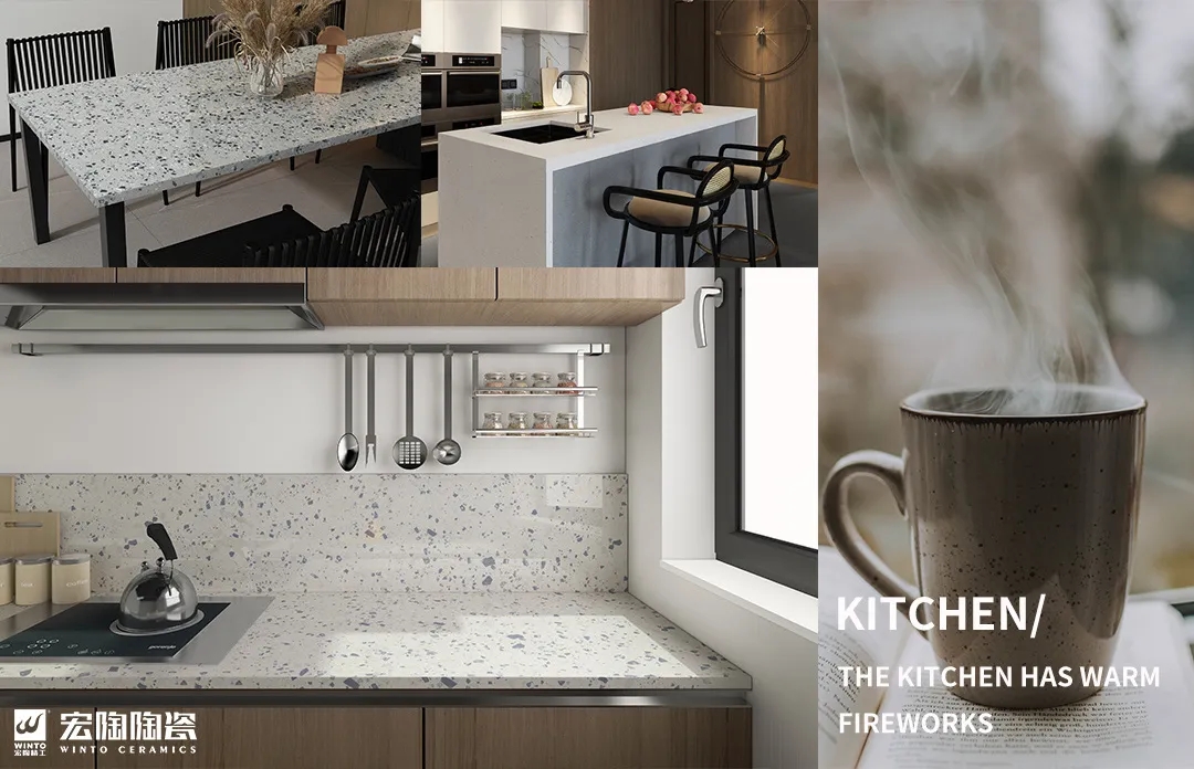 宏陶岩板智控平移岛台桌图片