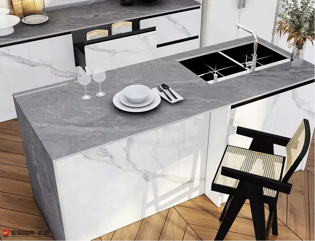 宏陶岩板雅士白15-TG2680A008装修效果图