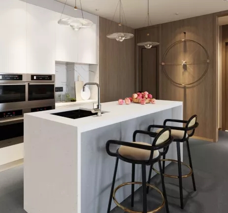 宏陶岩板餐桌装修效果图