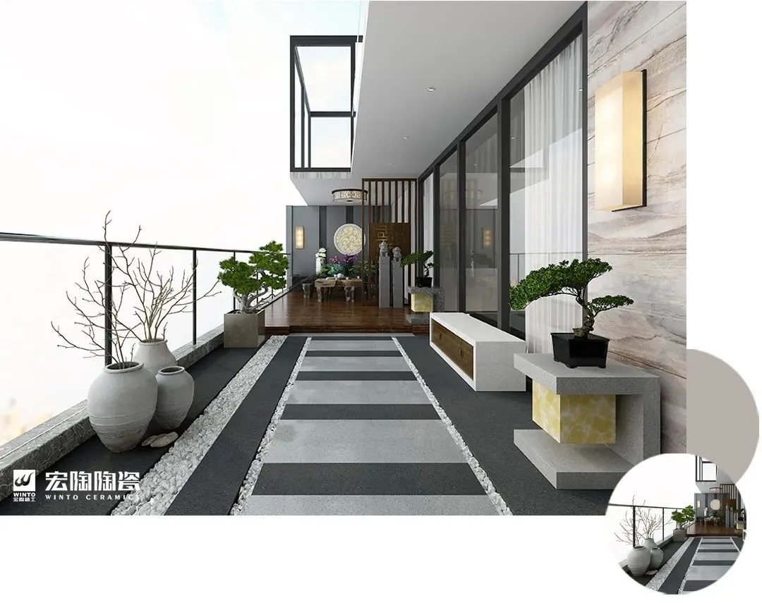 宏陶瓷砖阳台装修效果图