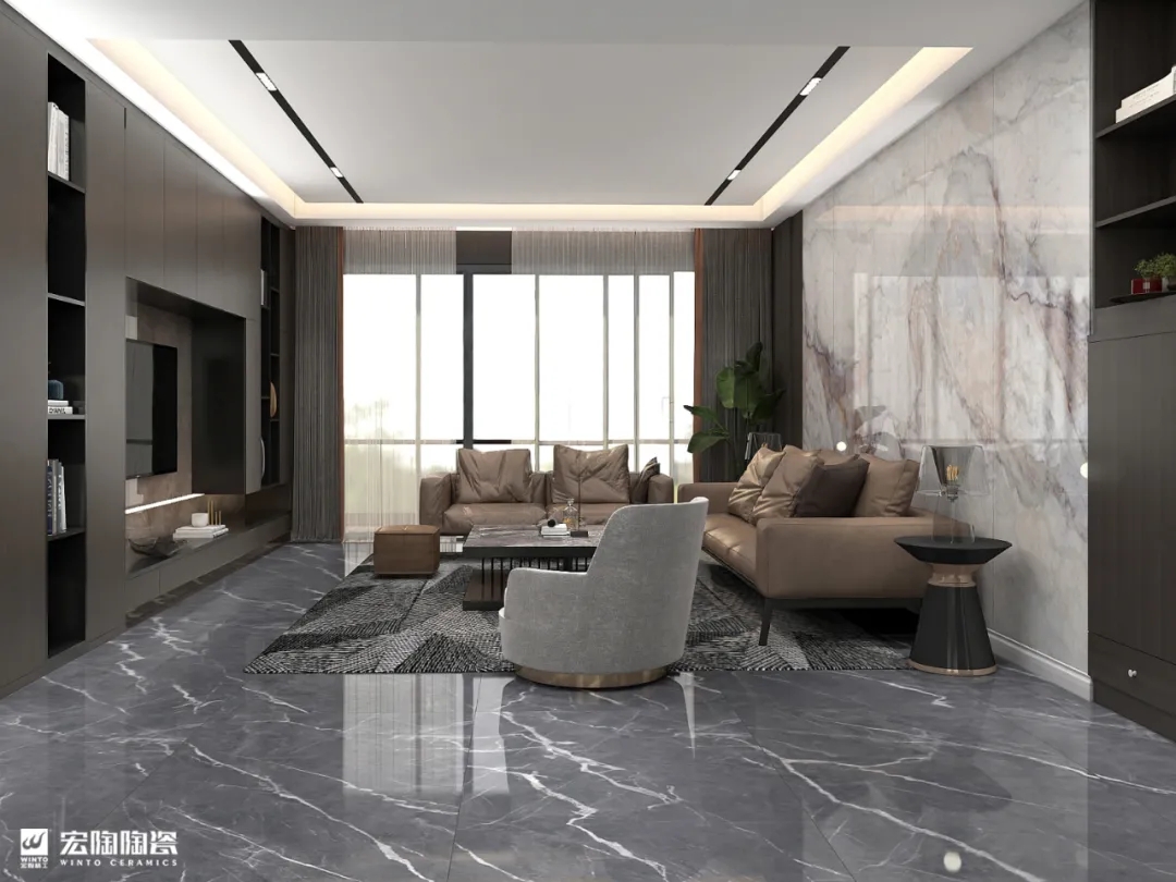 宏陶岩板6-TPG2680A015ABCD+TPG1890265客厅布局效果图