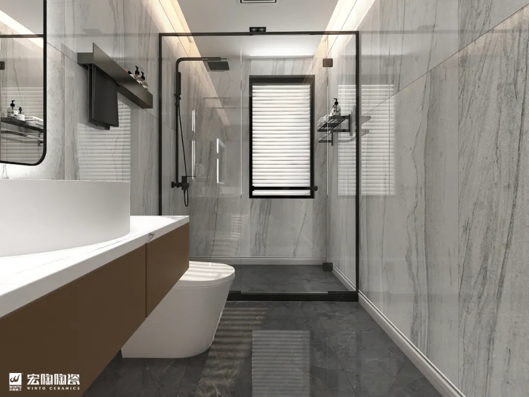 宏陶岩板TPG157245+TPG80227卫浴空间效果图