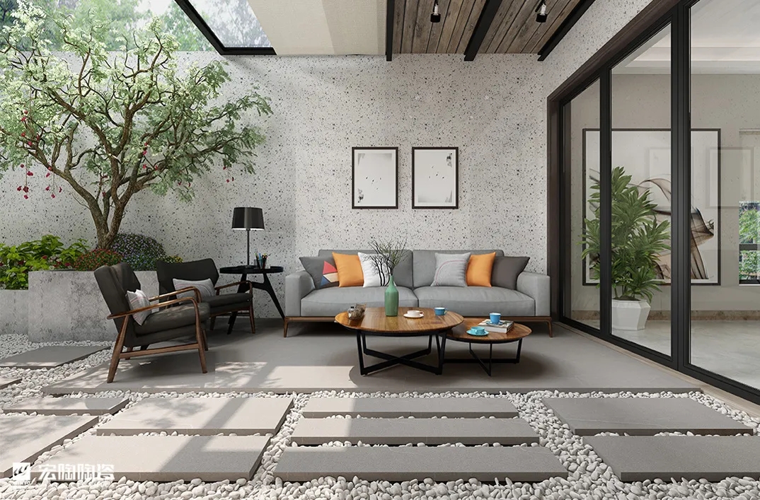 宏陶瓷砖地砖TPVGM26001M马卡龙浅灰600×1200×15.5mm效果图