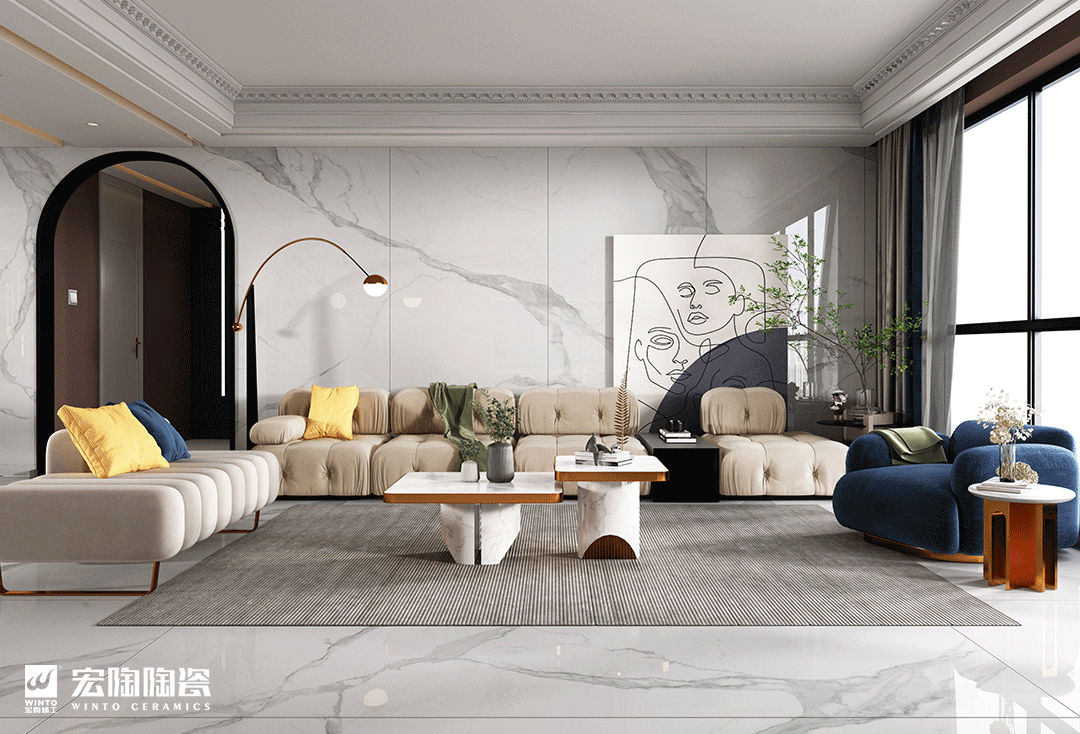 宏陶1200×2400×9mm大规格岩板装修效果图