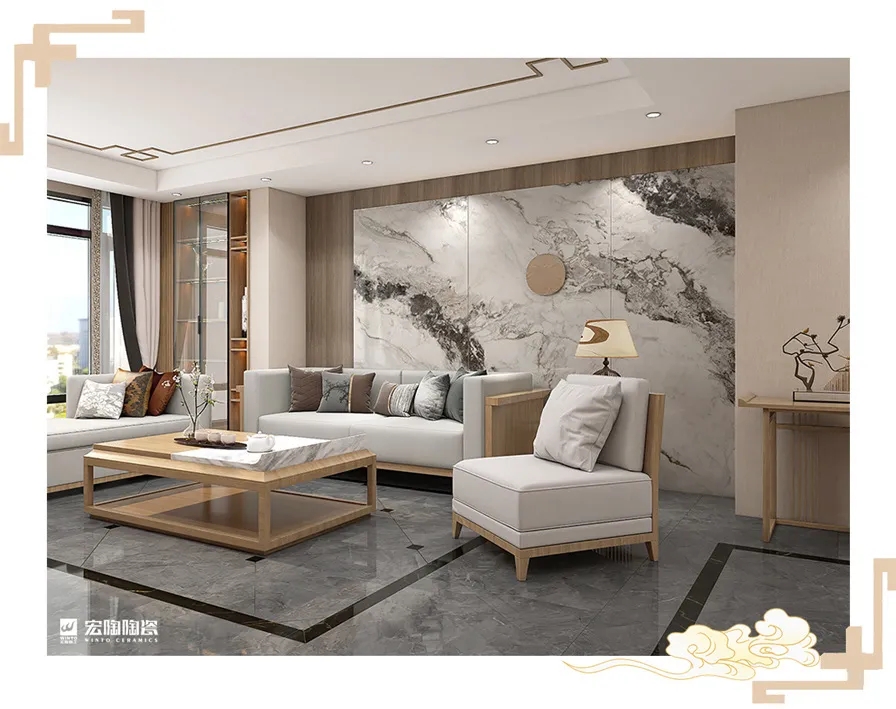 宏陶岩板9-TPG2712A023ABC+TPG80227客厅空间装修效果图