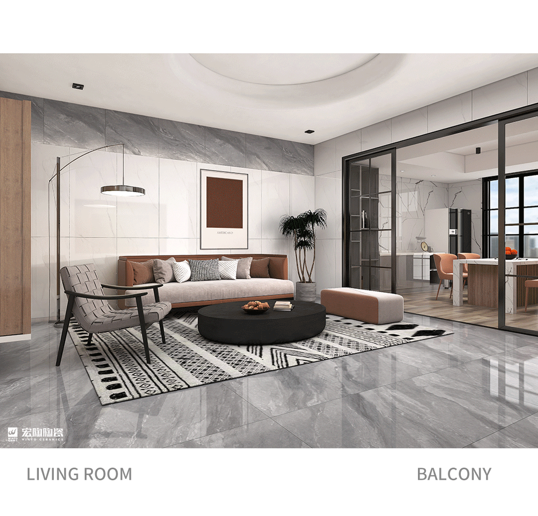 宏陶TPGR26017凝脂白瓷砖地砖装修效果图