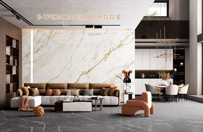 宏陶卡拉拉金质感砖客厅装修效果图