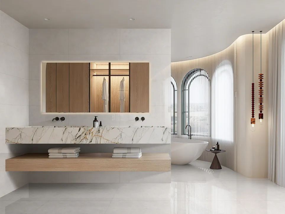 900X1800mm 路斯棕灰、白玉兰等系列宏陶陶瓷大板装修效果图